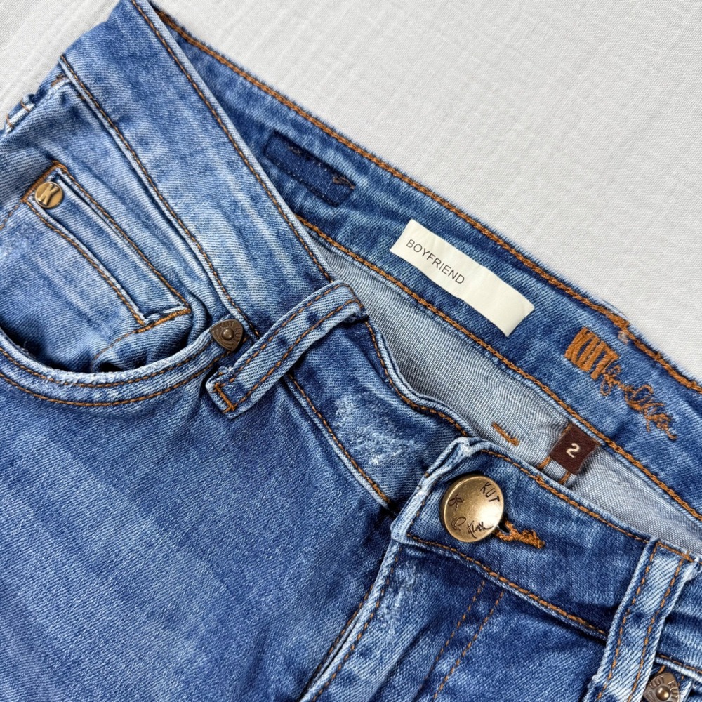 KUT from the Kloth Catherine Boyfriend Jeans Size 2 Blue Medium Wash 30x29 - Picture 1 of 7